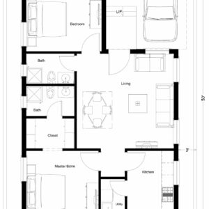 30X50-2-bedroom-north-facing-2bhk-900sft-small-house-design-as-per-vastu-floor-plan-houzone