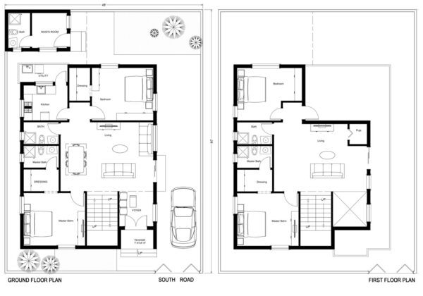 45X60-4-bedroom-south-facing-4bhk-2500sft-house-design-as-per-vastu-floor-plan-houzone