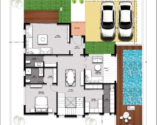 3 bedroom pool house_North Facing_Luxury_design