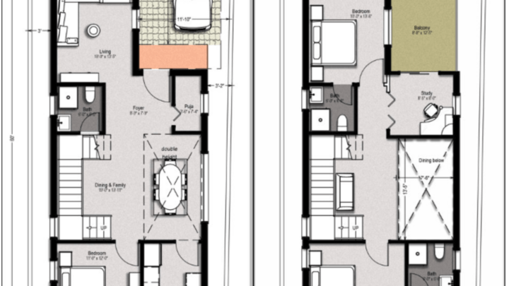3 bedroom-simple-design-duplex-house-plan