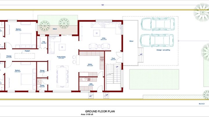 4 bedroom single floor house- east- Facing-design