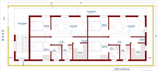 3 Bedroom House with 2 Rental Portions of a 240 Square Yards Plot